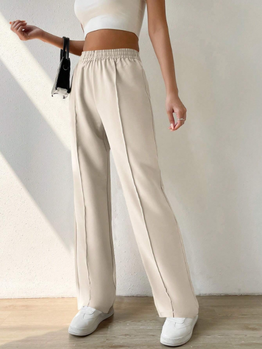 EZwear Solid Elastic Waist Pants