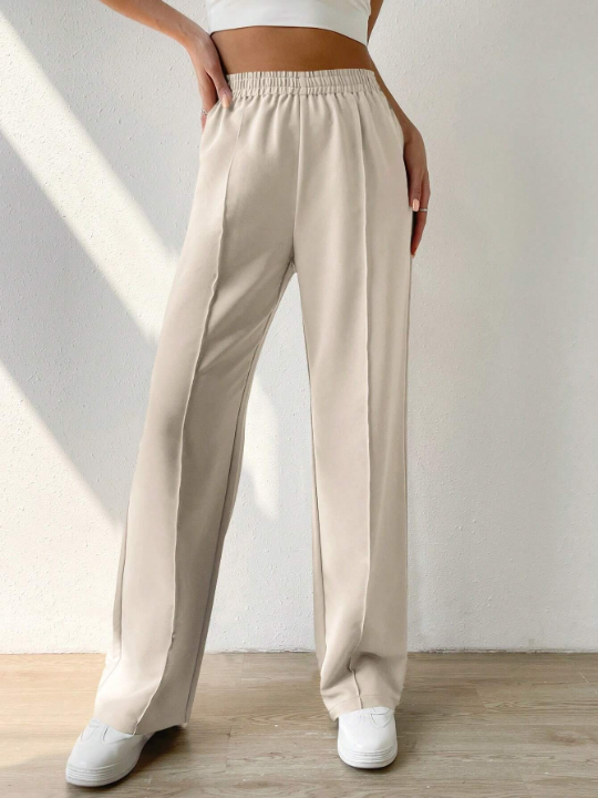 EZwear Solid Elastic Waist Pants