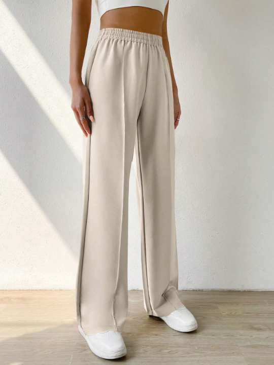 EZwear Solid Elastic Waist Pants