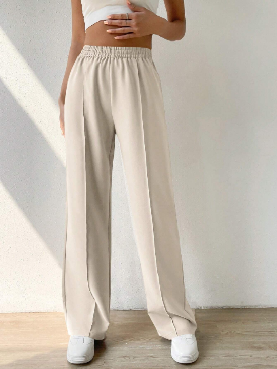 EZwear Solid Elastic Waist Pants