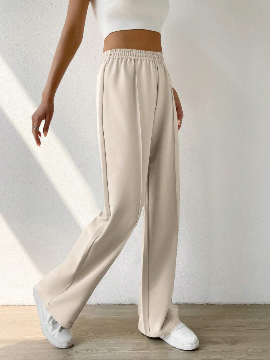 EZwear Solid Elastic Waist Pants