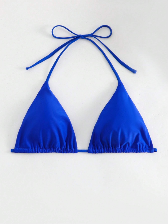 Swim Basics Solid Triangle Halter Bikini Top