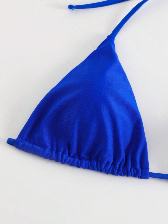 Swim Basics Solid Triangle Halter Bikini Top