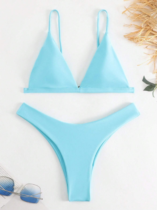 Swim Basics Triangle High Cut Bikini Swimsuit