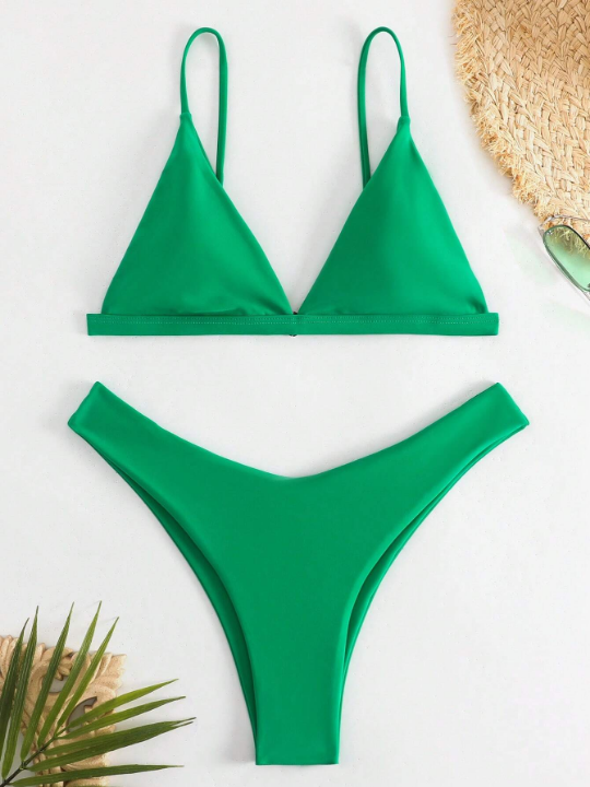 Swim Basics Triangle High Cut Bikini Swimsuit