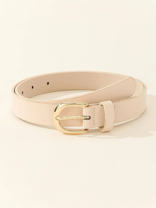 1pc Women's Simple & Versatile Square Metal Buckle Belt Best For Daily Dressing With Dresses, Jeans, Or Suits