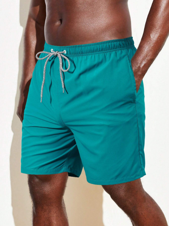 Manfinity Swimmode Men Drawstring Waist Slant Pocket Swim Trunks