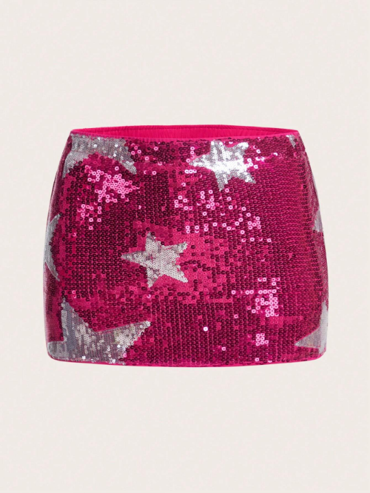 ICON Star Pattern Sequin Bodycon Skirt