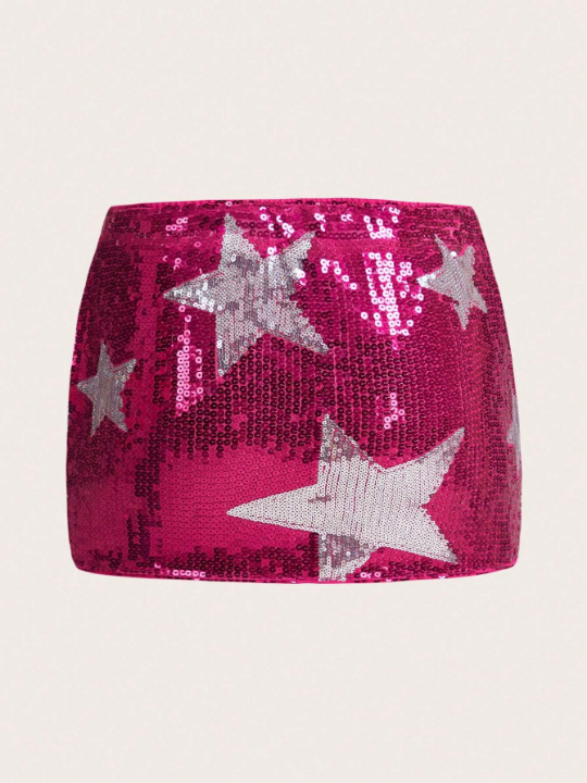 ICON Star Pattern Sequin Bodycon Skirt