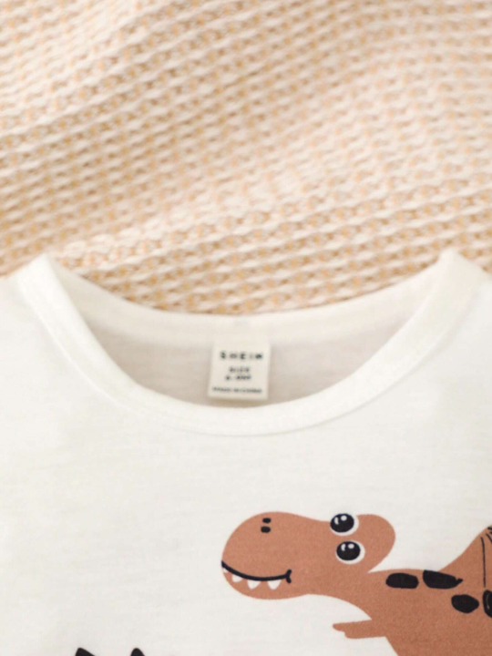 Baby Boy Letter & Dinosaur Print Tee & Shorts