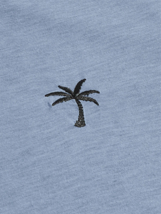 Manfinity Chillmode Men Palm Tree Embroidery Tee