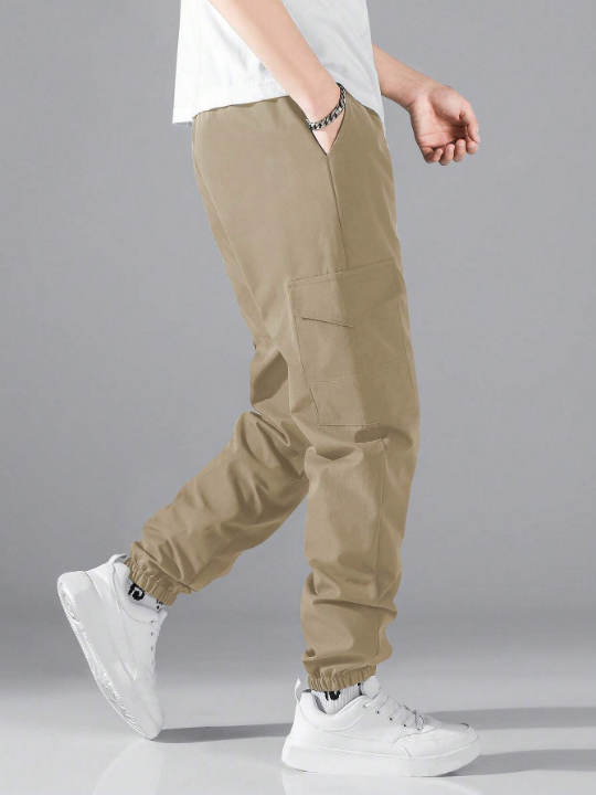 Manfinity Hypemode Men Flap Pocket Side Drawstring Waist Cargo Pants