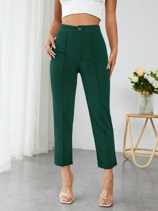 PETITE High Waist Seam Detail Cropped Pants