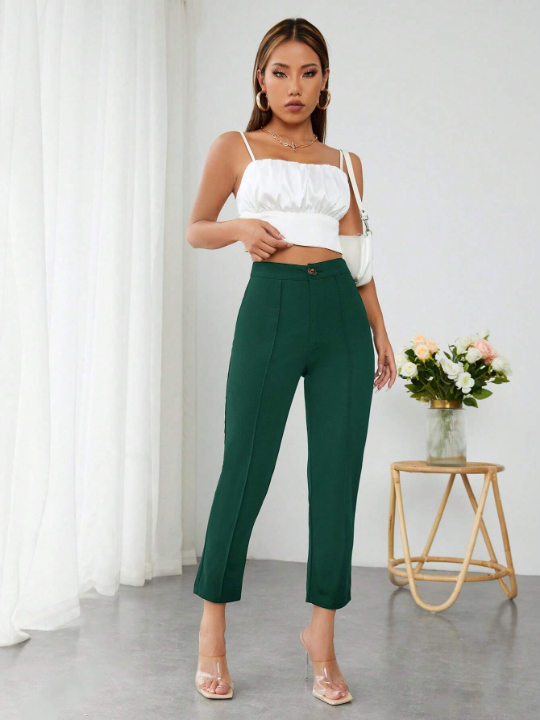 PETITE High Waist Seam Detail Cropped Pants