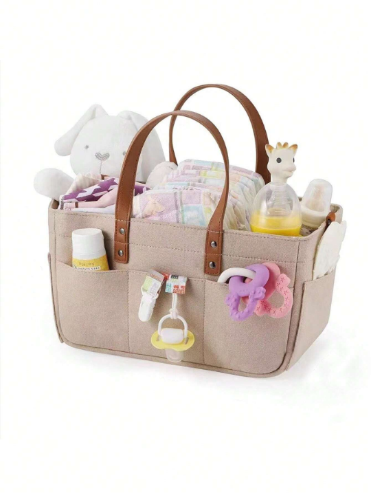 1pc Baby Foldable Studded Decor Diaper Bag