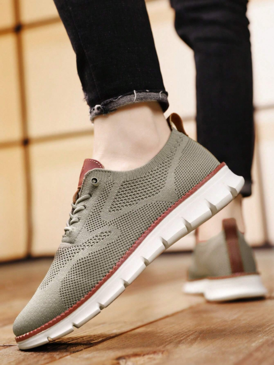 Men Knit Detail Lace-up Front Sneakers