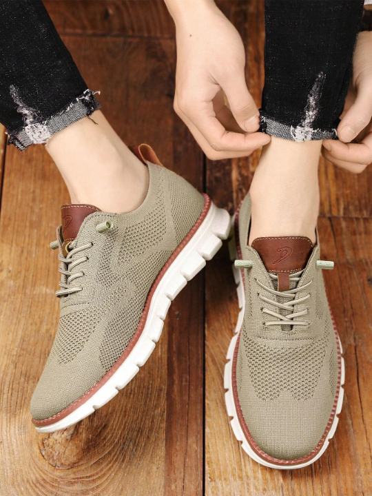 Men Knit Detail Lace-up Front Sneakers