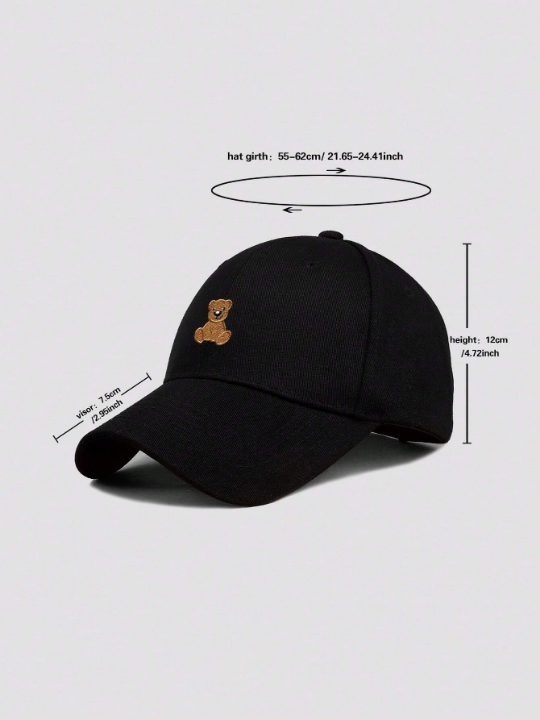 Men Bear Embroidered Baseball Adjustable Cap For Daily Life and Outdoor