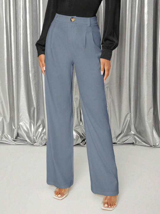 Priv Solid High Waist Wide Leg Pants