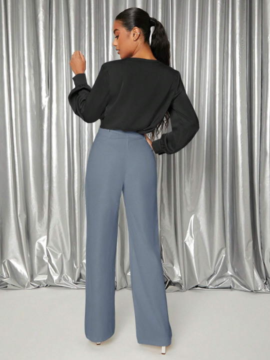 Priv Solid High Waist Wide Leg Pants