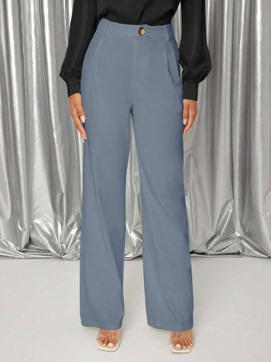 Priv Solid High Waist Wide Leg Pants