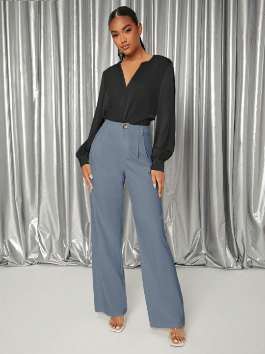 Priv Solid High Waist Wide Leg Pants