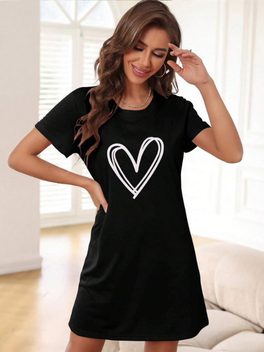 Heart Print Nightdress