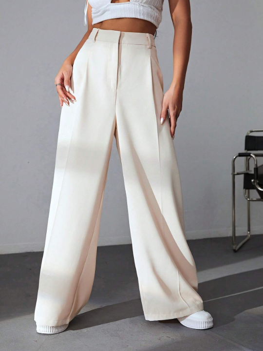 EZwear Solid Wide Leg Pants