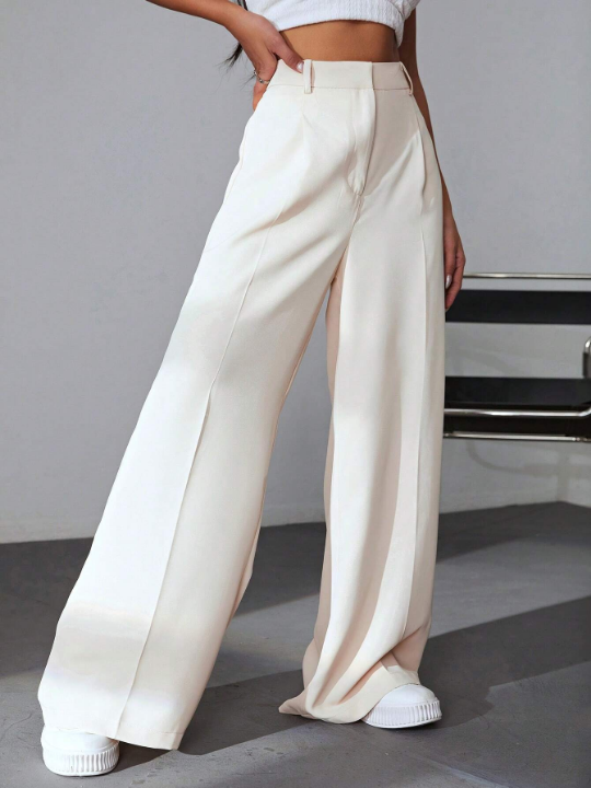 EZwear Solid Wide Leg Pants