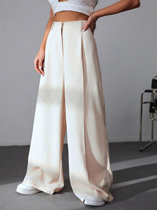 EZwear Solid Wide Leg Pants