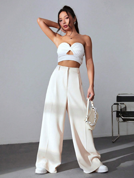 EZwear Solid Wide Leg Pants