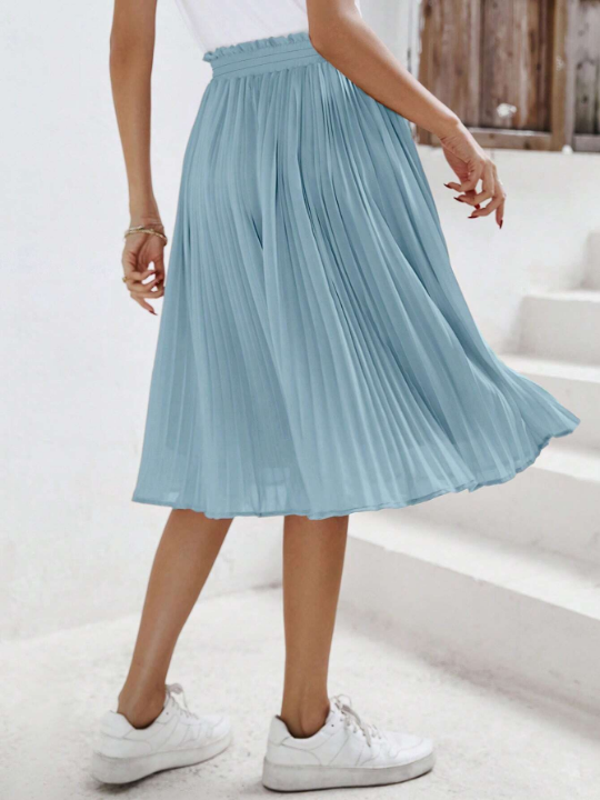 Frenchy Solid Pleated Skirt