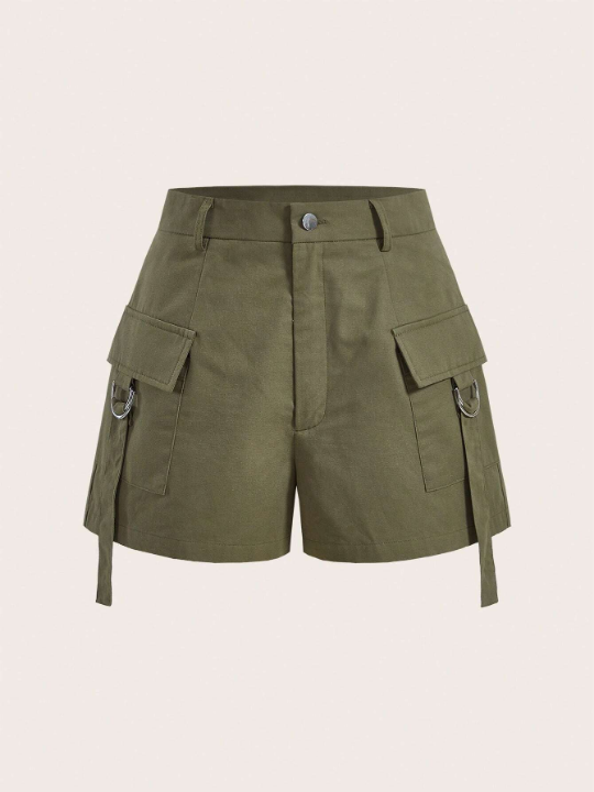 EZwear Flap Pocket Buckle Detail Cargo Shorts