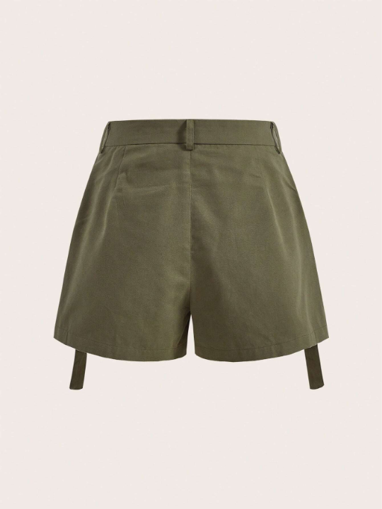 EZwear Flap Pocket Buckle Detail Cargo Shorts