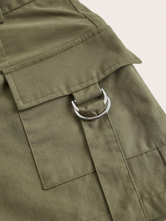 EZwear Flap Pocket Buckle Detail Cargo Shorts