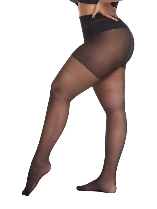 1pair Women 20D Solid Color Fashionable Plus Size Tights For Daily Decoration