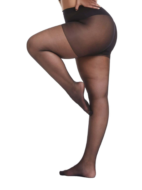 1pair Women 20D Solid Color Fashionable Plus Size Tights For Daily Decoration