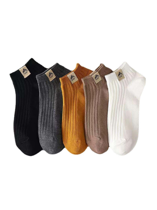 5pairs/Set Unisex Breathable & Sweat-Absorbing Short Socks, Random Delivery