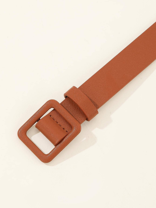 1pc Women Square Buckle Casual Belt For Daily Life