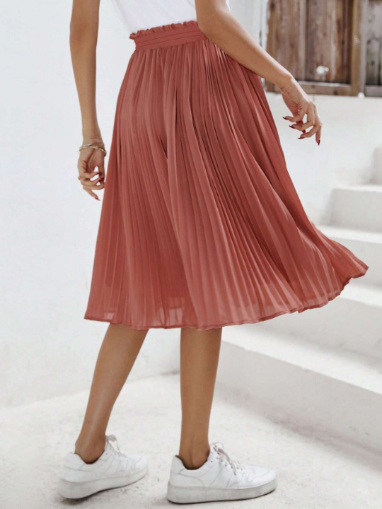 Frenchy Solid Pleated Skirt