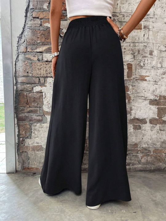 Elastic Waist Wide Leg Pants