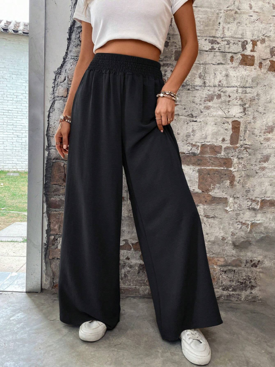 Elastic Waist Wide Leg Pants