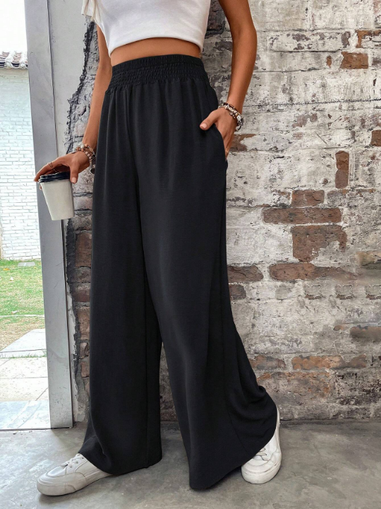 Elastic Waist Wide Leg Pants