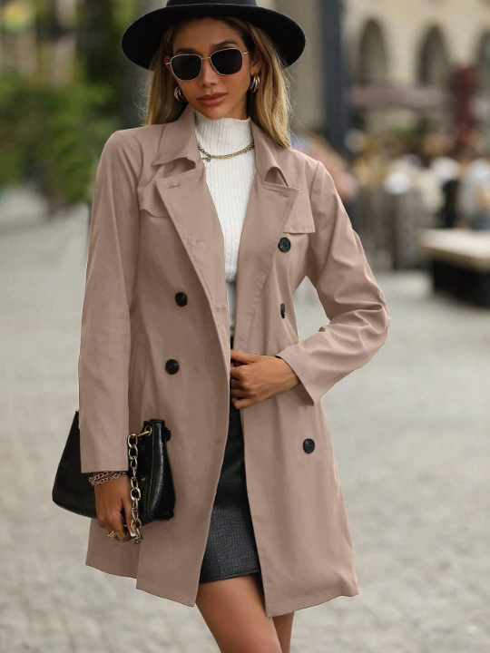 LUNE Double Breasted Belted Trench Coat