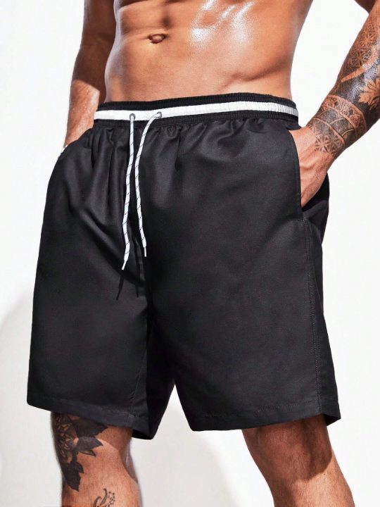 Manfinity Swimmode Men Drawstring Waist Slant Pocket Swim Trunks