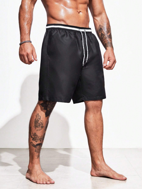 Manfinity Swimmode Men Drawstring Waist Slant Pocket Swim Trunks