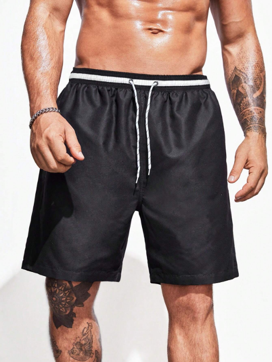 Manfinity Swimmode Men Drawstring Waist Slant Pocket Swim Trunks