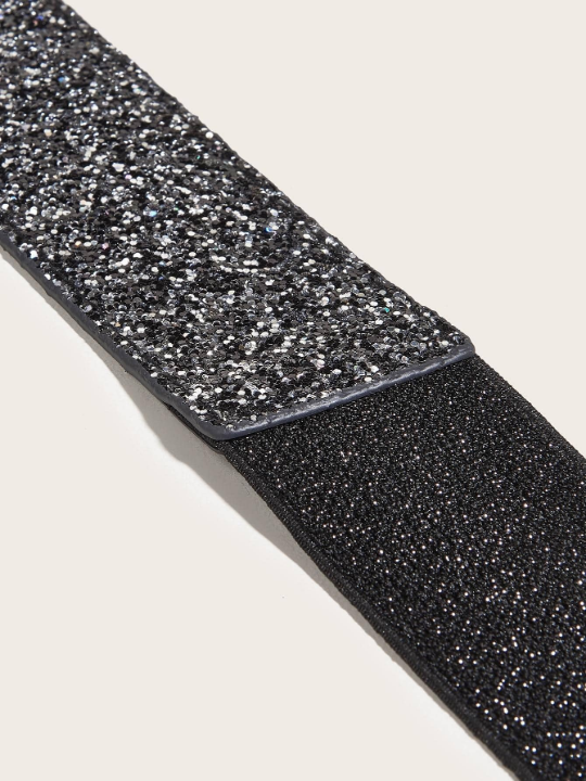 1pc Women Sequin Decor Elastic Casual Belt For Dress Decoration