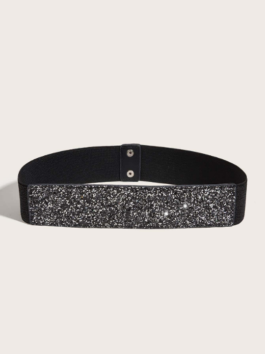 1pc Women Sequin Decor Elastic Casual Belt For Dress Decoration