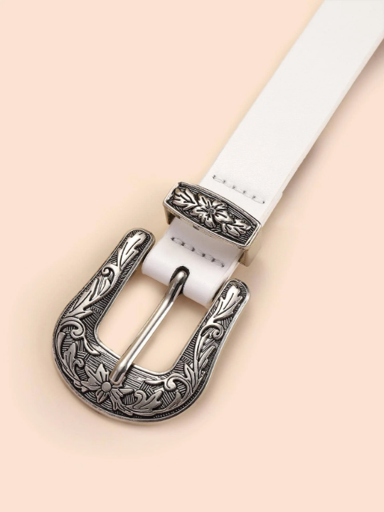 Western Style Buckle Belt For Women, Fashionable All-match Decorative Leather Belt